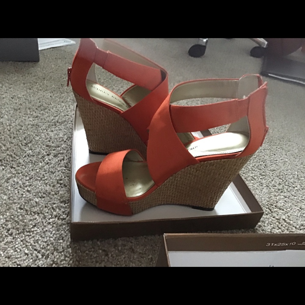 Audrey Brooke Tangerine Wedge Sandals